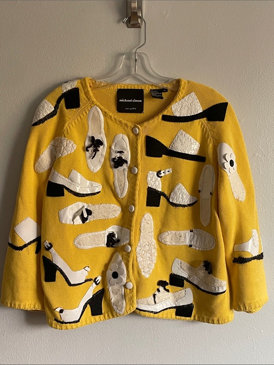 Michael Simon Sweaters - Michael Simon Vintage Yellow Cardigan Sweater Size M